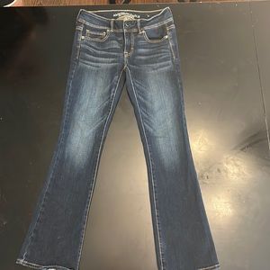 Low rise flare dark wash jeans
